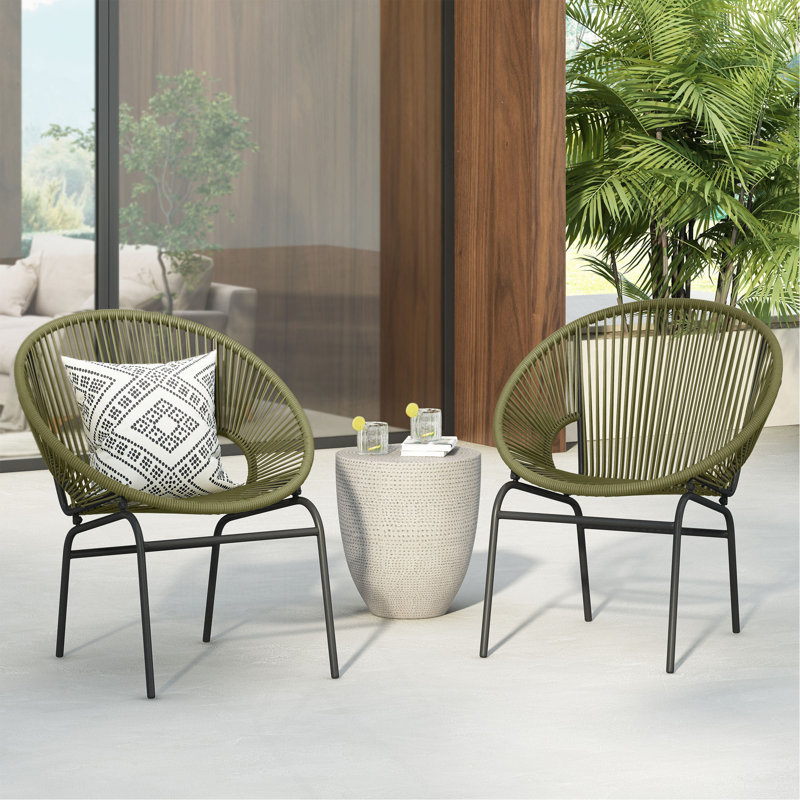 Chaise d'extérieur en osier Nusa, vert, ensemble de 2, Vert