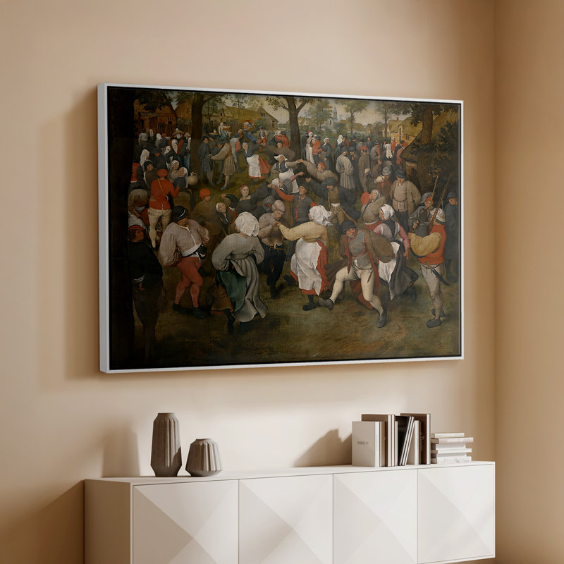 La danse du mariage, v. 1566-Peter Bruegel l'Ancien, toile tendue avec châssis, 26 x 40, Blanc