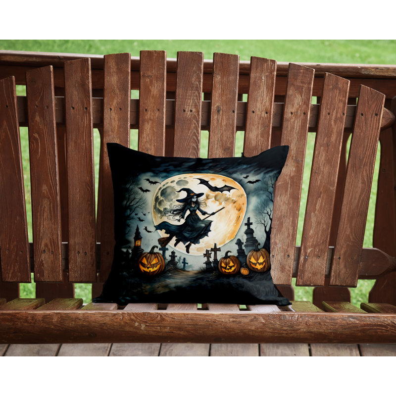 Coussin décoratif intérieur / extérieur en polyester More / Spooky More Spooky Halloween, 14 po x 14 po
