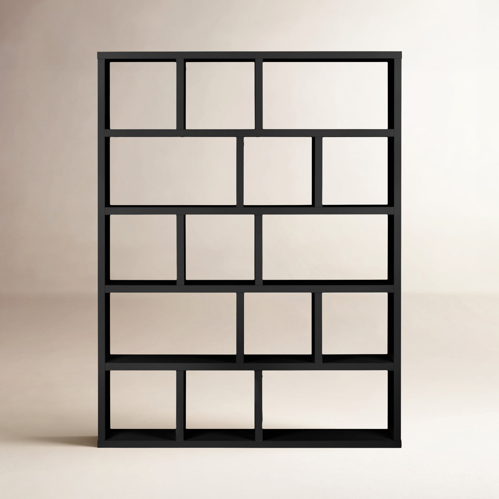 Stetson Manufactured Wood Bookcase , (5 Shelves) 78" H x 59" W x 13" D, Pure Black
