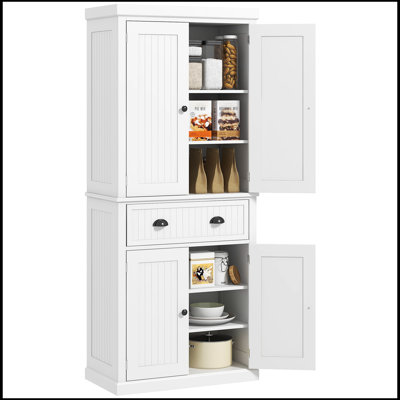 72"" Kitchen Pantry Storage Cabinet, Traditional Freestanding Cabinet with 4 Doors -  Winston Porter, 96038499286B4A19AF576C256470BA3B