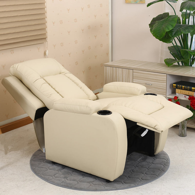 Adells Bonded Leather Manual Recliner, Cream