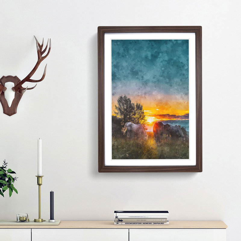 Sunrise Behind the Trees - Picture Frame Graphic Art Print, Walnut Framed, 33cm H x 24cm W x 2cm D
