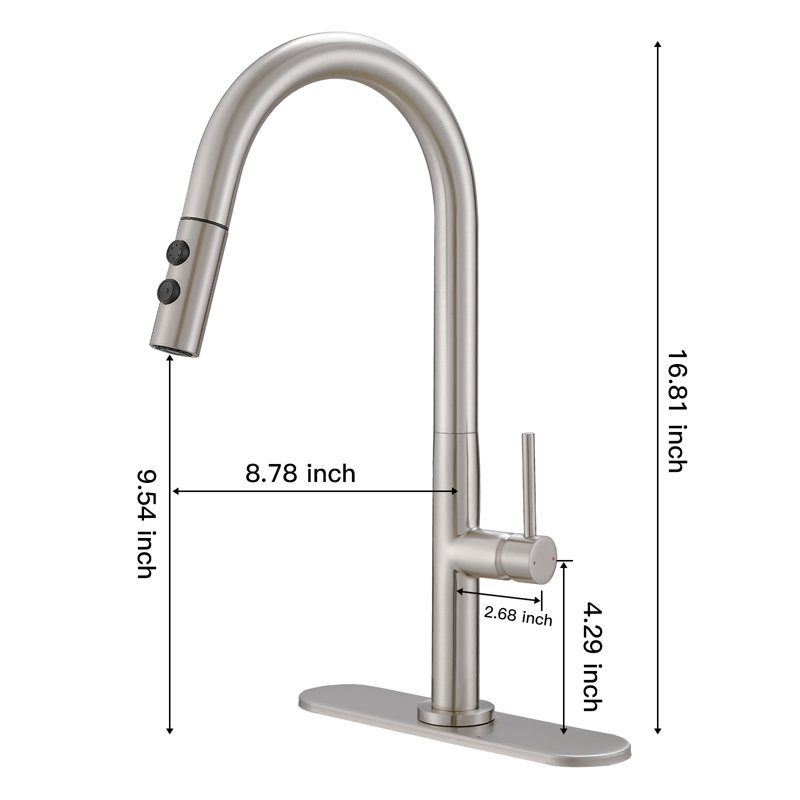 VIBRANTBATH Pull Out Kitchen Faucet, Brushed Nickel