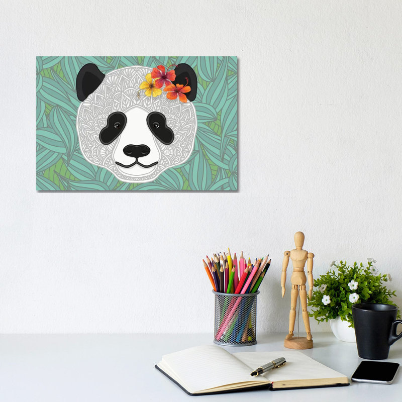 Tropical Panda by Angelika Parker - Wrapped Canvas Painting, 20.32cm H x 30.48cm W x 1.91cm D