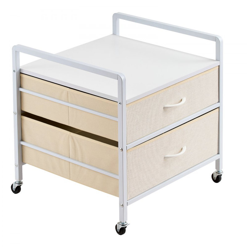 Mini-réfrigérateur avec rangement Mini-table de réfrigérateur à 2 tiroirs de 176 lb, Blanc