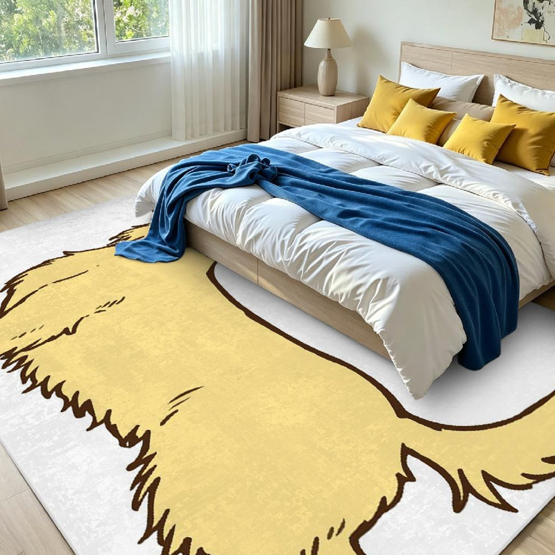 Tapis crème teckel lavable à la machine, Rectangle 79" x 118"