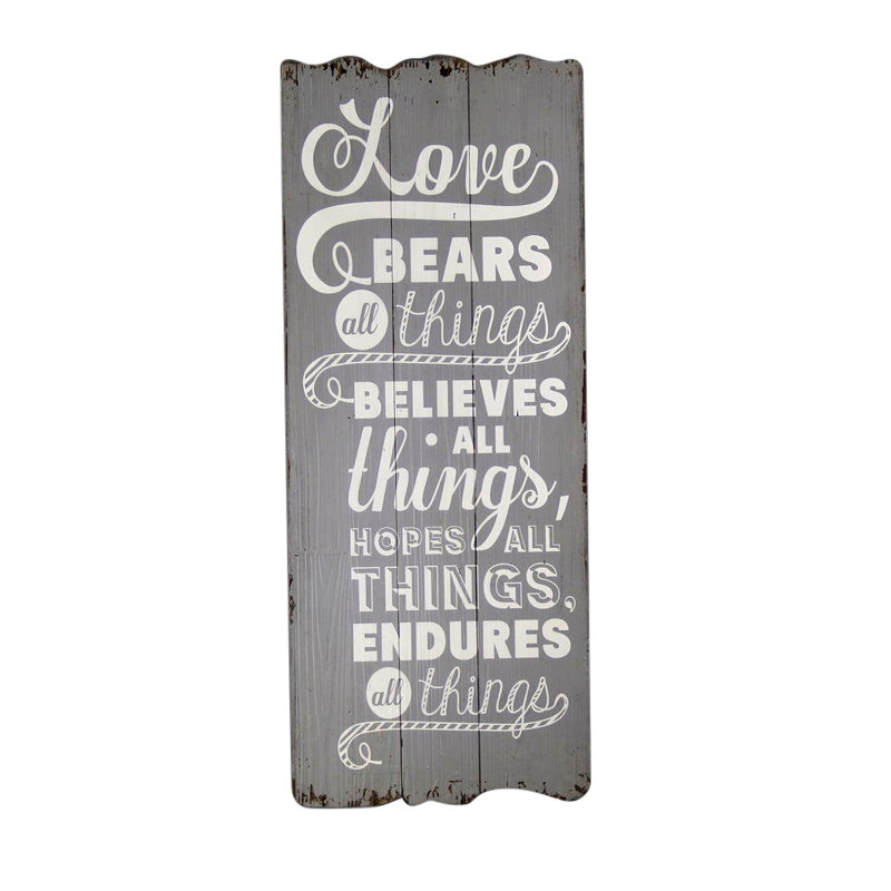 « love ours », art textuel sur bois
