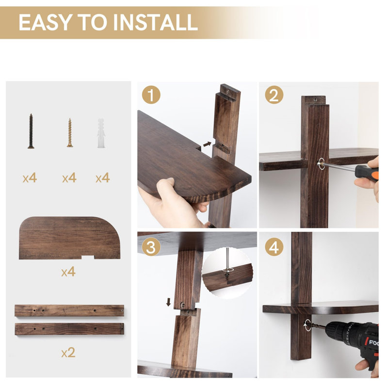 Tablettes flottantes modernes pour mur
