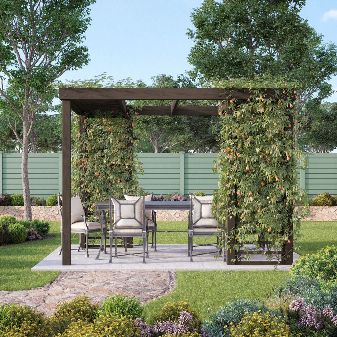 Asellus Wood Pergola - Rustic Brown