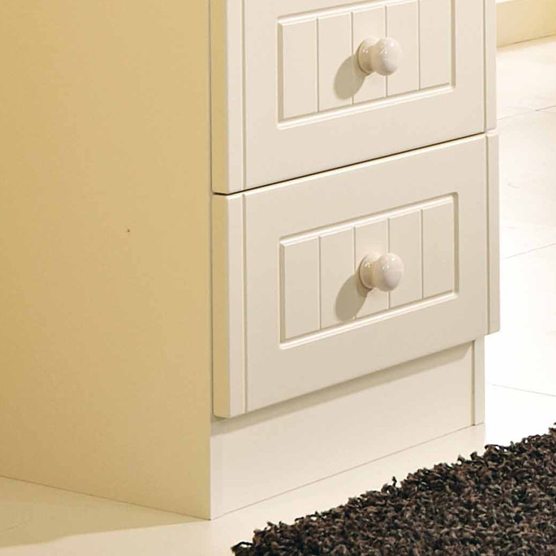 Fully Assembled Saxena 3 Drawer Bedside Table, Cream