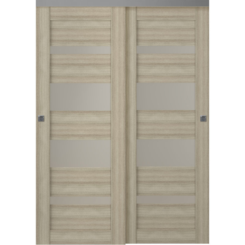 Porte de placard coulissante à panneaux en bois préfini Mirella, Pin, 63,50 po x 79,38 po
