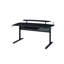Bureau d'ordinateur noir avec plateau pour clavier, support pour écran et crochets pour casques