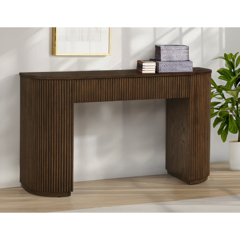 Console en chêne cannelé 52 po Queensbury, Brun