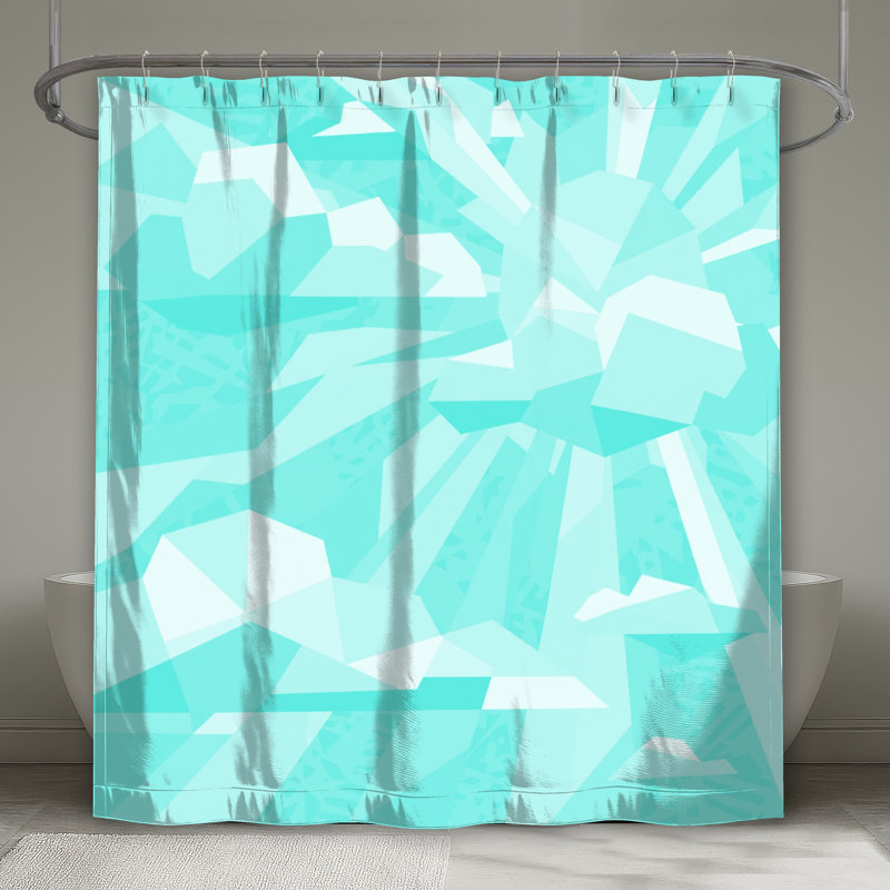 Rideaux de douche géométriques Sunburst Clouds, L 70 po x H 72 po, Bleu clair / blanc
