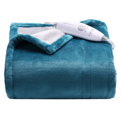 Caromio-Twin Size Electric Heated Blanket With Dual Control, Featuring Ultra-Soft Flannel Material, 4 Fast Heating Levels, 10-Hour Auto Shut-Off, Machine Washable, And Etl Certified (Color: Grey)