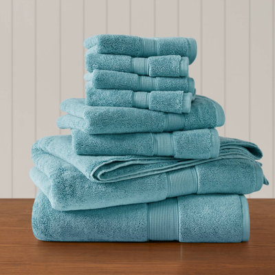 Ensemble de serviettes 8 pièces 100% coton 800 g / m² 800 g / m² Aqua