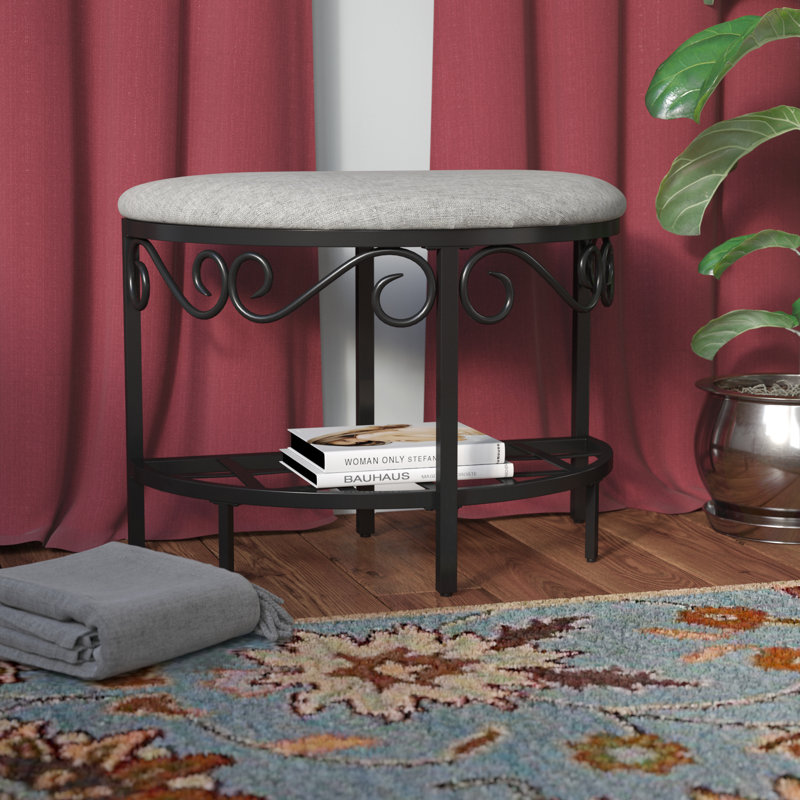 Barhorst Polyester Blend Upholstered Storage Bench, Heather Gray