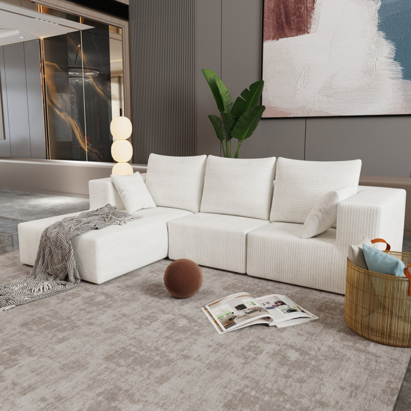 Canapé d'angle, canapé modulaire, canapé-lit, canapé-lit, fabriqué en éponge haute densité et tissu moelleux doux, avec plusieurs combinaisons disponibles (gris)