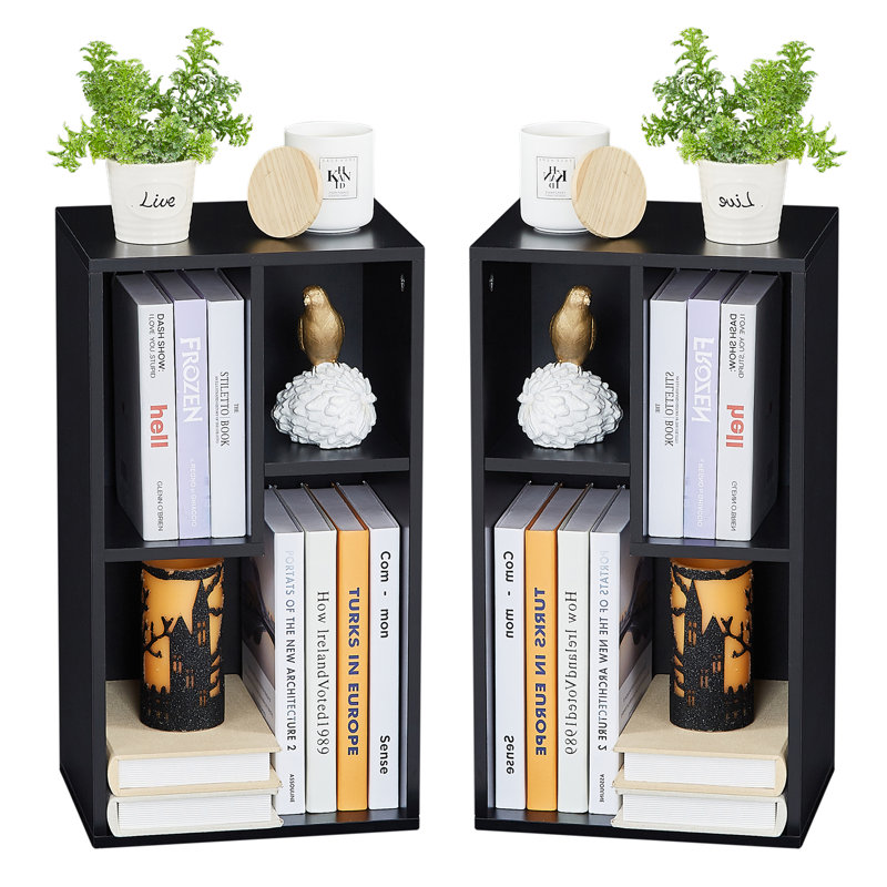 Ashmit 3-Cube Small Modern Bookcases, Black