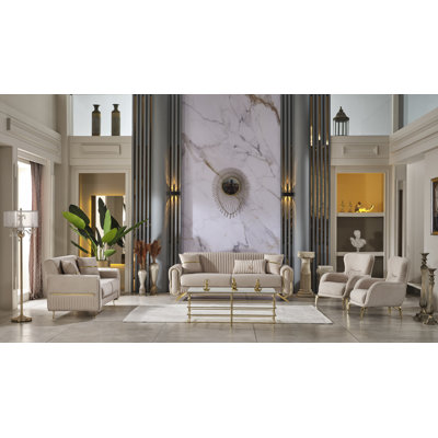Martavion 4 - Piece Velvet Living Room Set by Everly Quinn