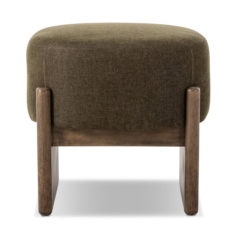 Kirby Accent Stool, Polyester, Sutton Olive, 20.25" H x 22.5" W x 22.5" D