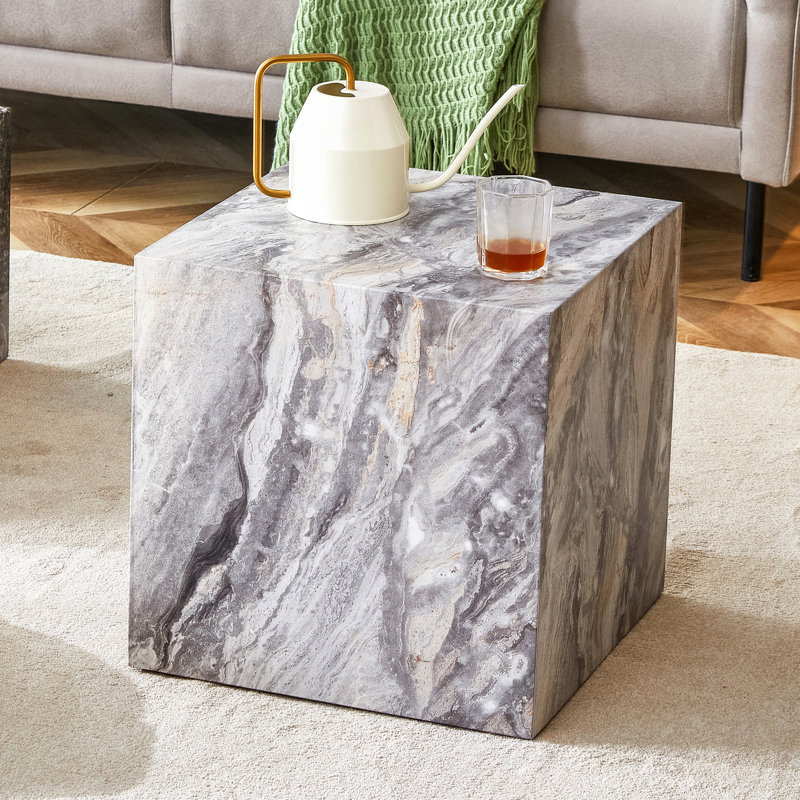 Elevate Your Living Space With This Modern MDF Coffee Table, Which Showcases Grey Textured Patterns. It Is Characterized By Stylish Design.