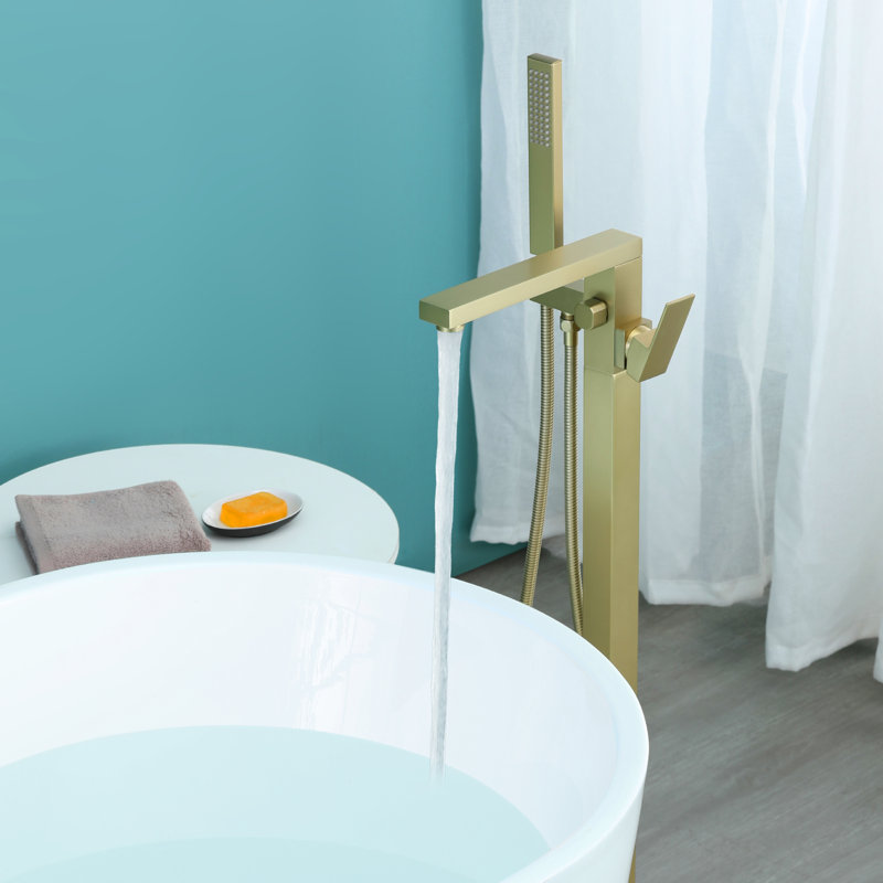 Floor Tub Filler, Brushed Gold