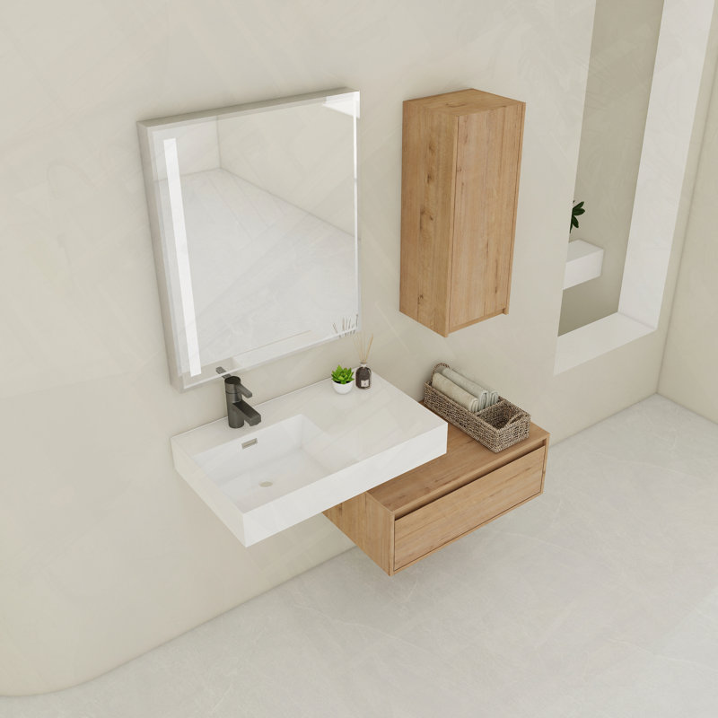 Meuble-lavabo mural avec lavabo en résine