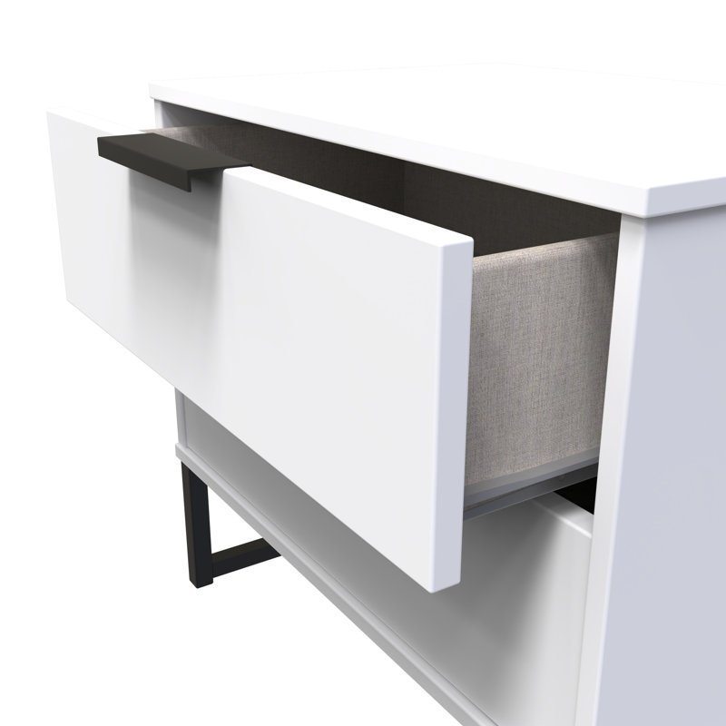 Turah 58cm W Manufactured Wood Bedside Table, White Matt