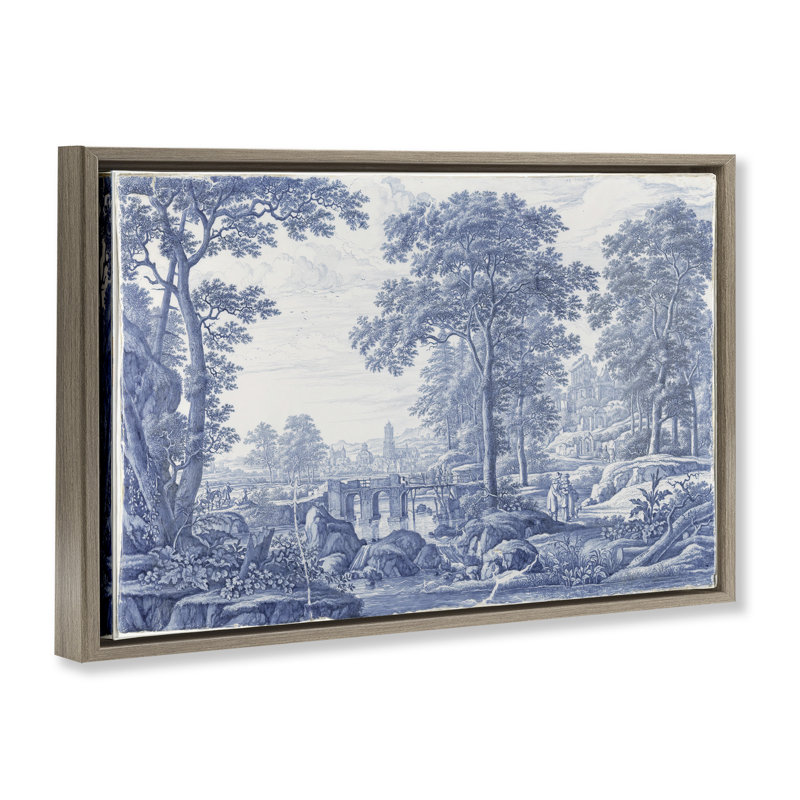 Cadre flottant vintage en toile teintée bleu, design Vintage Hustle, H 17 po x l 25 po, Cadre flottant orme Montalcino