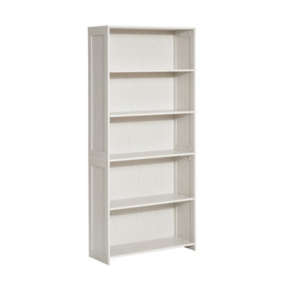68 po de hauteur, bibliothèque blanche, étagère de rangement large à 5 niveaux pour salon et bureau