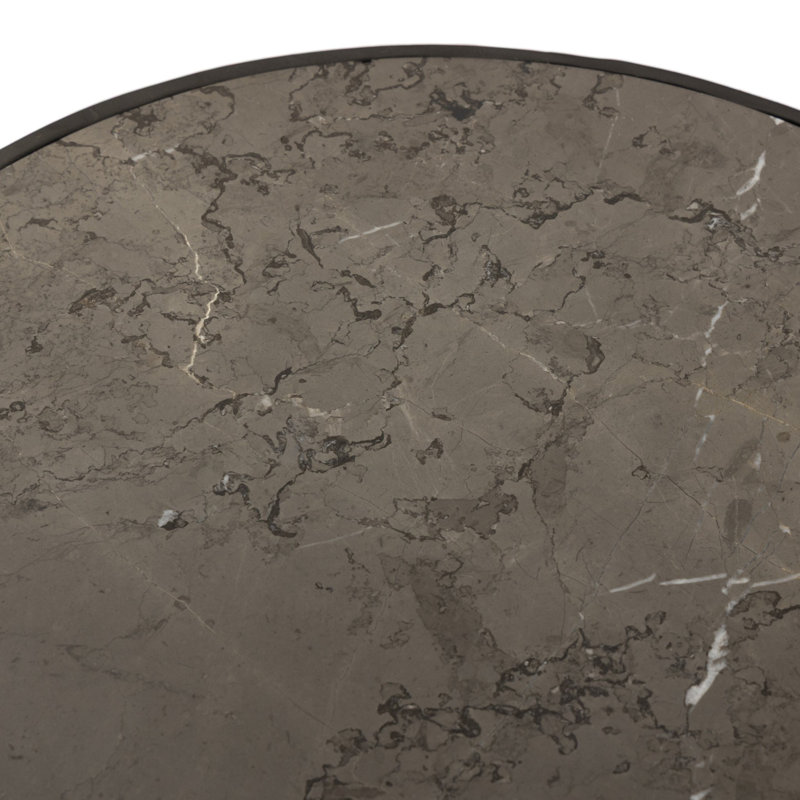 Billings End Table, Gray Italian Marble Top/Hammered Gunmetal Base