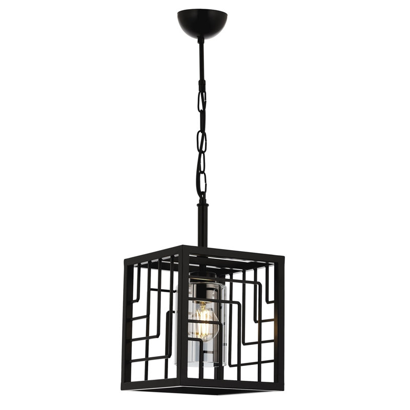 Luminaire suspendu carré / rectangulaire à 1 lumière, Noir