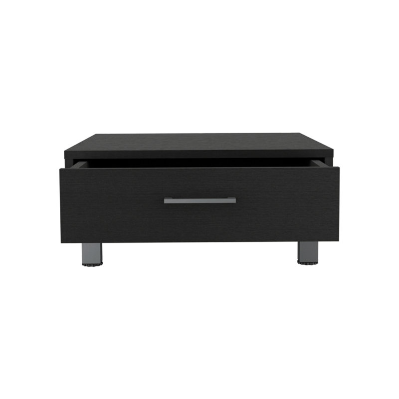 Table basse, un tiroir, quatre pieds, noir