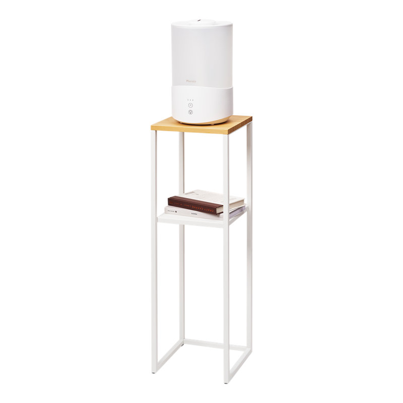 Solid Wood Pedestal End Table with Storage, Ash
