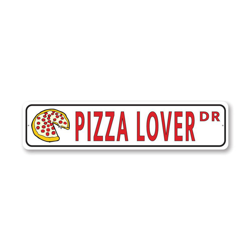Plaque en aluminium Pizza Street, H 4 po x l 18 po x P 0,04 po