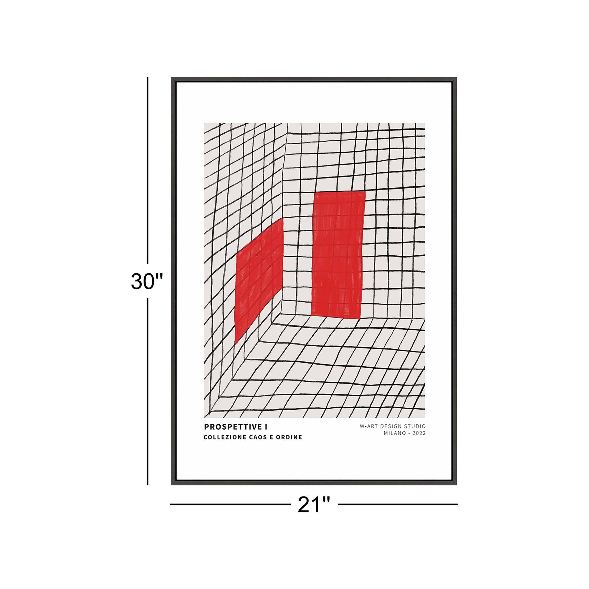 Red Perspective by Romina Gadler, Black Framed Canvas, 30" H x 21" W x 1.25" D