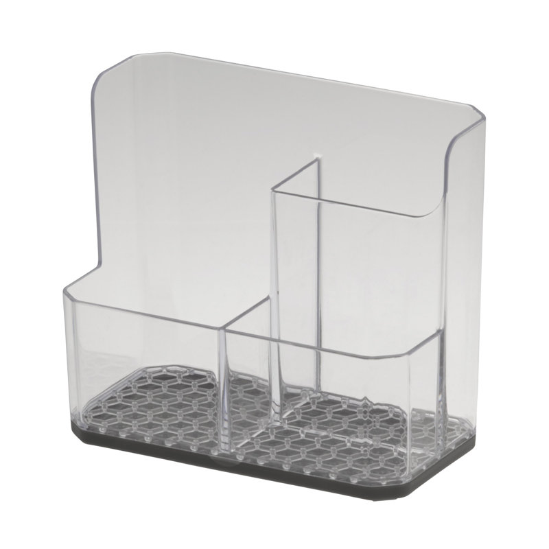 Organisateur d'évier Hexa avec 3 compartiments et base amovible Spectrum Hexa, transparent et gris