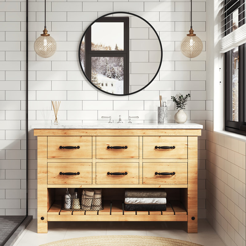 Round Wall Mirror, 71Cm Bathroom Mirror Wall Mounted High Definition, Golden Metal Frame, Mdf Back Panel, For Living Room Bedroom Hallway