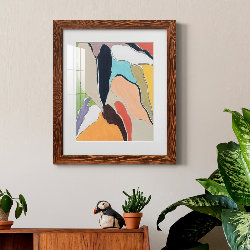 Botanical Revisit II - peinture encadrée, H 24 po x l 18 po x P 1,5 po, Papier avec cadre érable