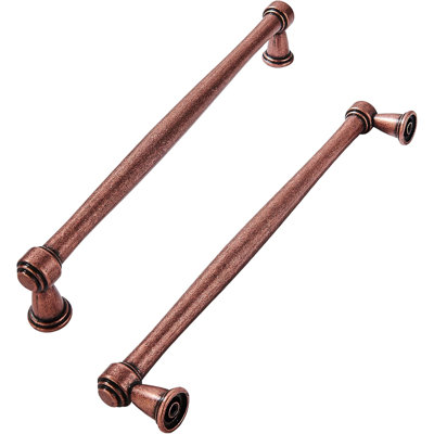 Paquet de 10 poignées en cuivre antique de 8 po, poignées d'armoire de cuisine et quincaillerie de tiroir de commode avec trou central de 8 po