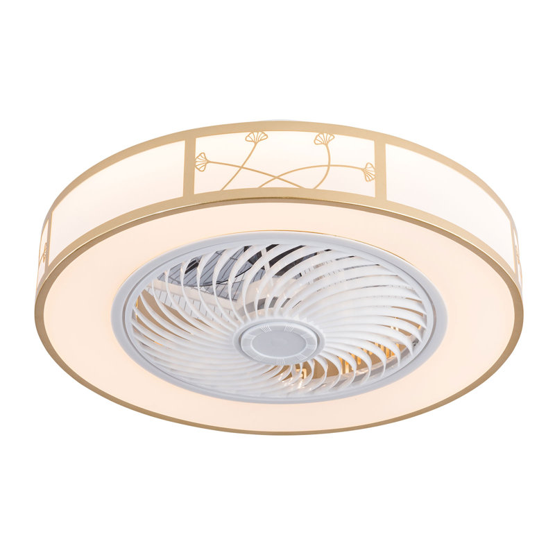 Ventilateur de plafond cage à 5 pales Evamae avec ensemble d'éclairage inclus, Blanc