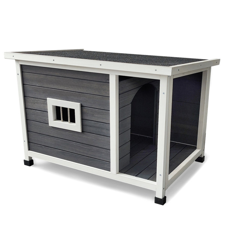 Abri pour chien de taille moyenne - maison en bois avec surface imperméable et porche pour les animaux de compagnie jusqu'à 30 lb
