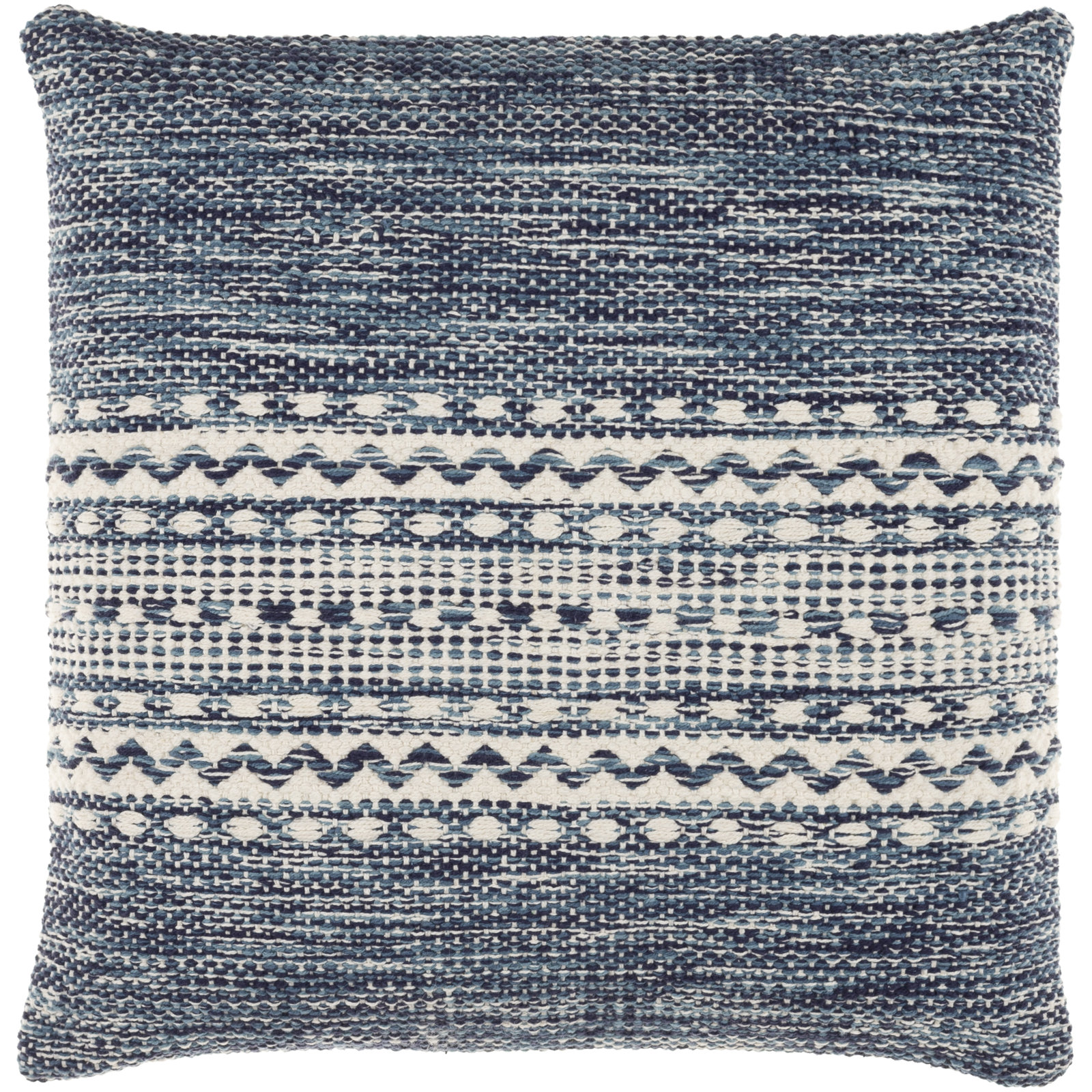 Julian Geometric Cotton Throw Pillow, Navy, Down, 18" x 18"