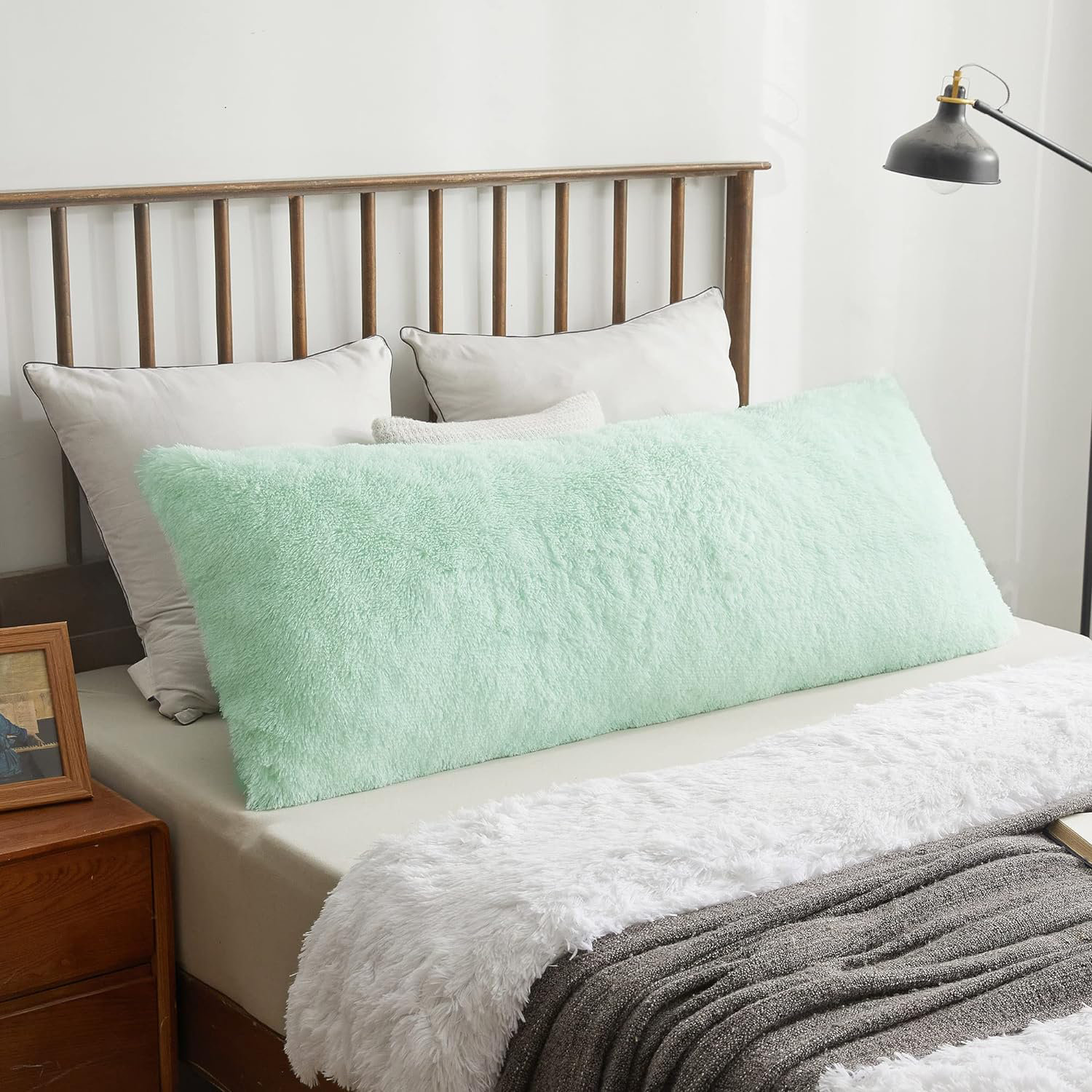 BEFIHO Soft Plush Body Pillow Cover, 20X54 Big Fluffy Body