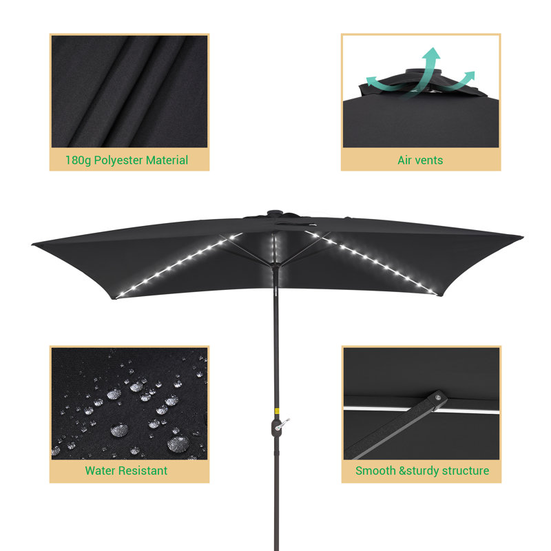 Parasol de 120 po Dorain, Noir