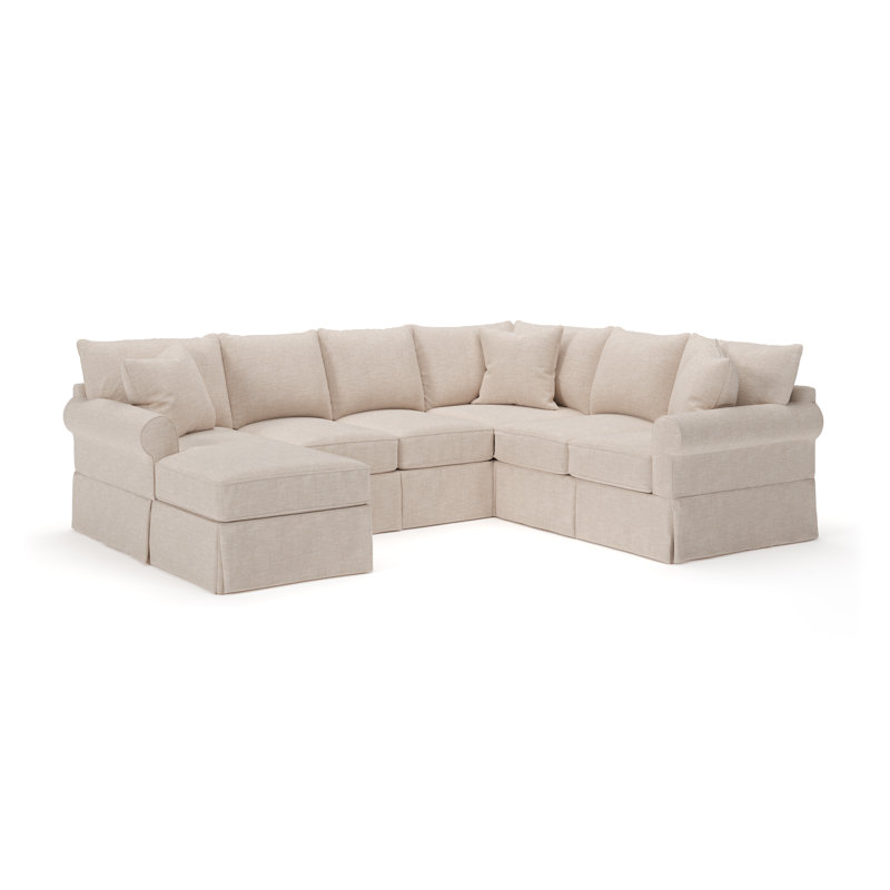 Amari 3 - Piece Slipcovered Sectional, Left Hand Facing, Beat Fawn Performance