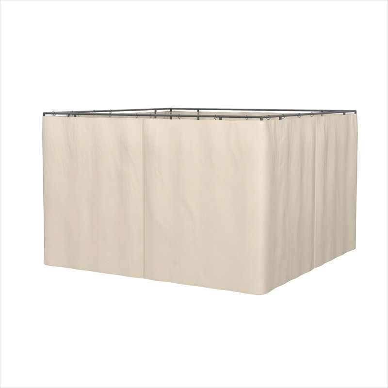 Ensemble de rideau de jardin beige en lin pour cadres 9,84 x 11,8 pi avec parois latérales à fermeture à glissière