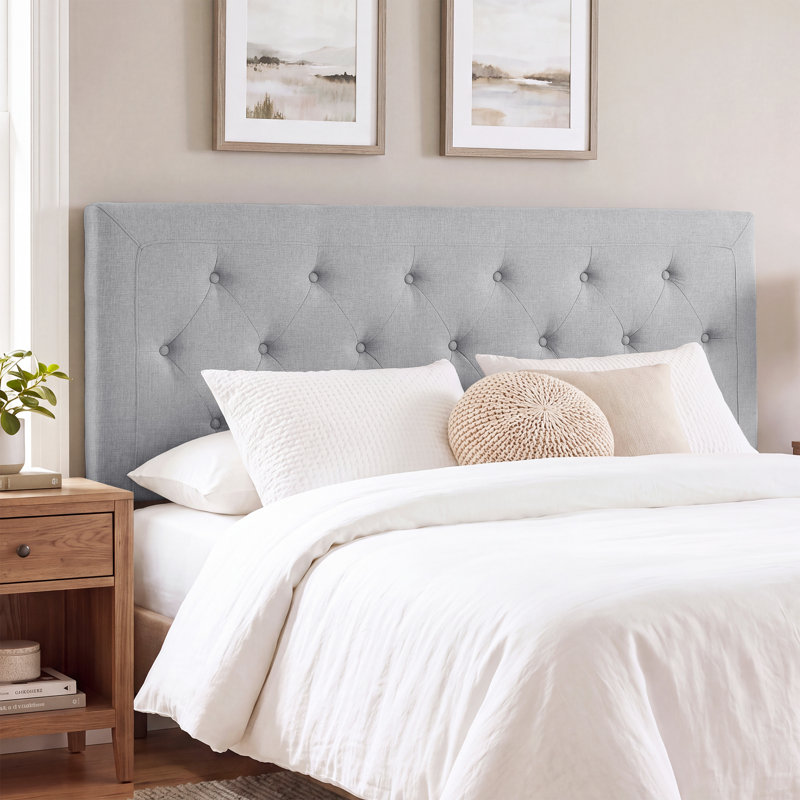 Tête de lit capitonnée, Queen, Grey, Linen
